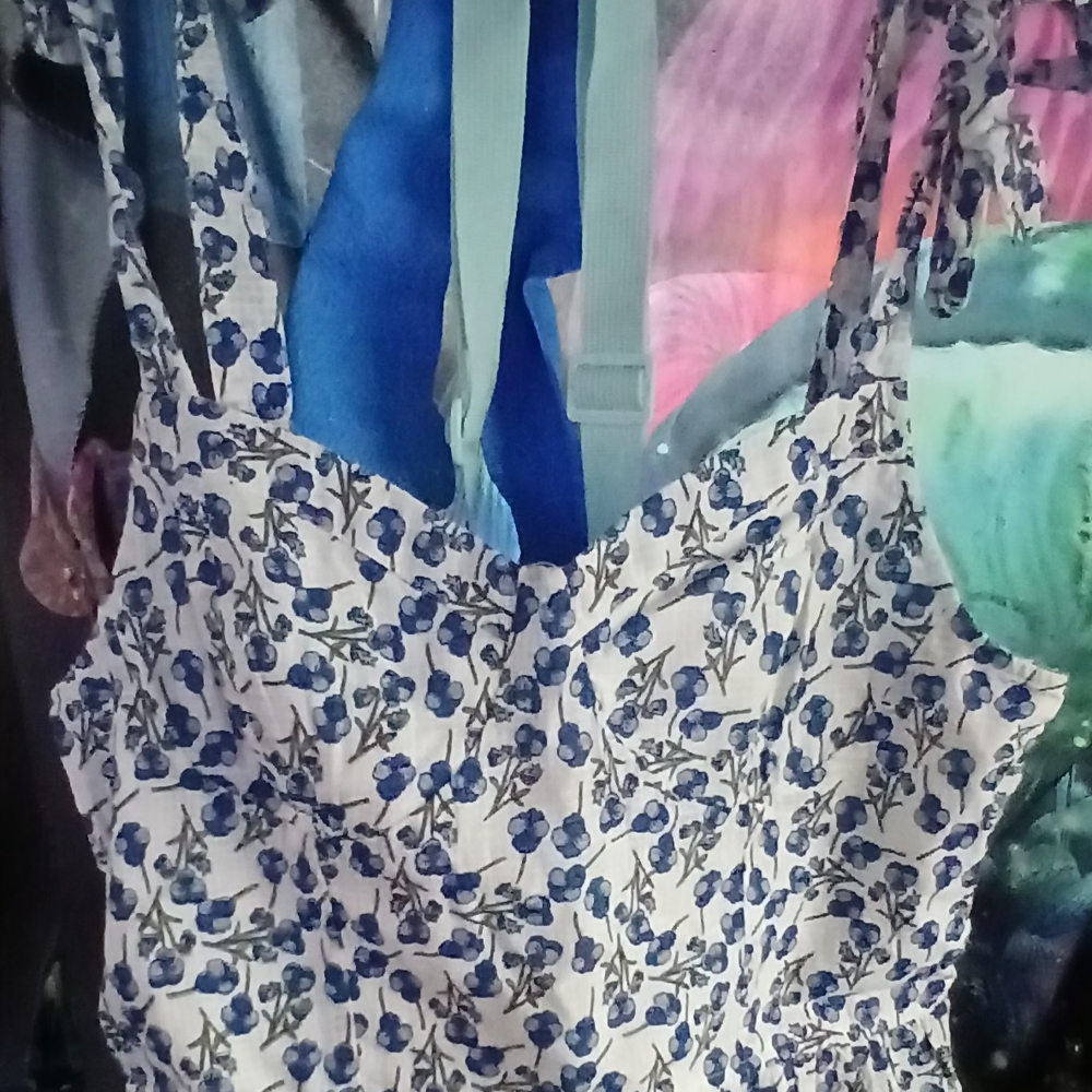 Floral Blue and White Tank Top